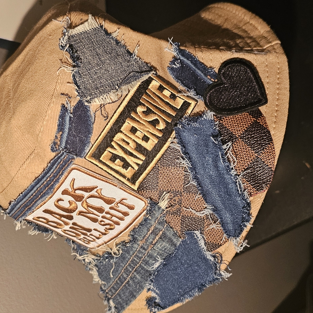Patchwork Denim and Tan Cap